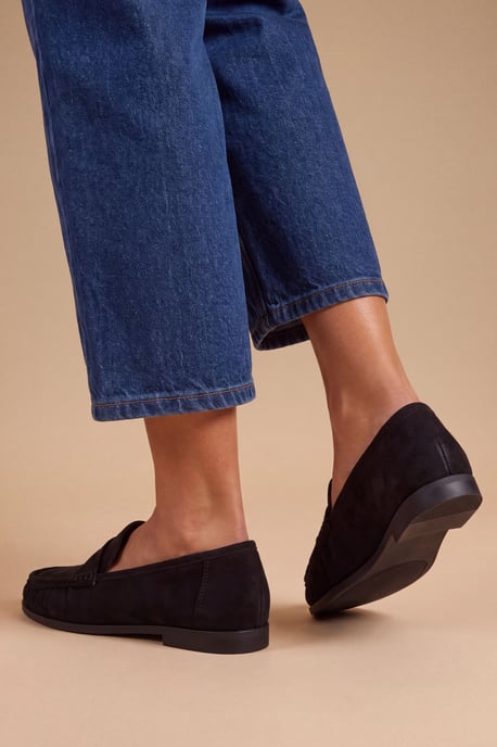 Olivia Faux Suede Ruched Detail Loafers - Image 2