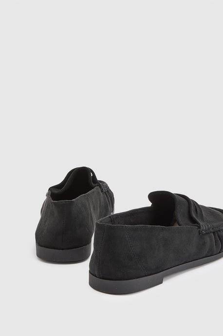 Olivia Faux Suede Ruched Detail Loafers - Image 4