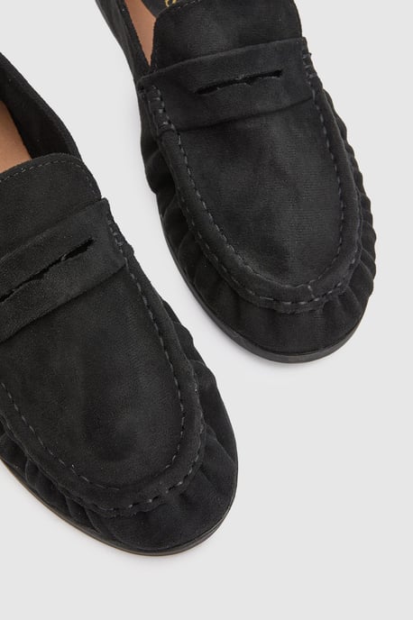 Olivia Faux Suede Ruched Detail Loafers - Image 5