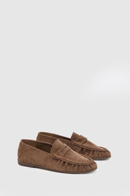 Olivia Faux Suede Ruched Detail Loafers - Image 2