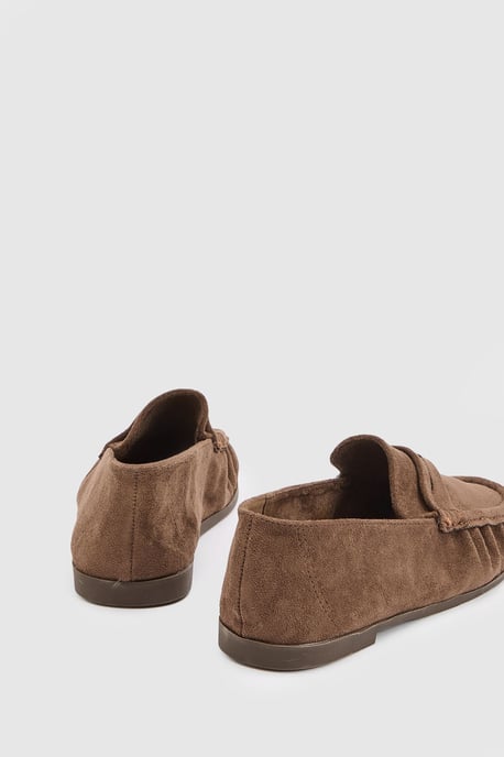 Olivia Faux Suede Ruched Detail Loafers - Image 3