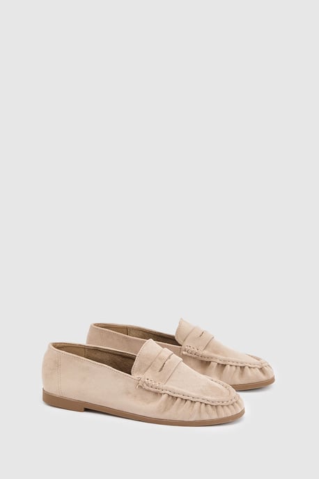 Olivia Faux Suede Ruched Detail Loafers - Image 3