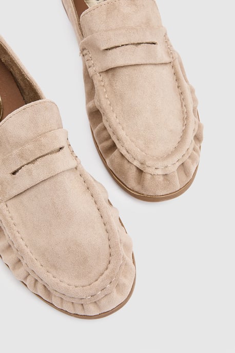 Olivia Faux Suede Ruched Detail Loafers - Image 5