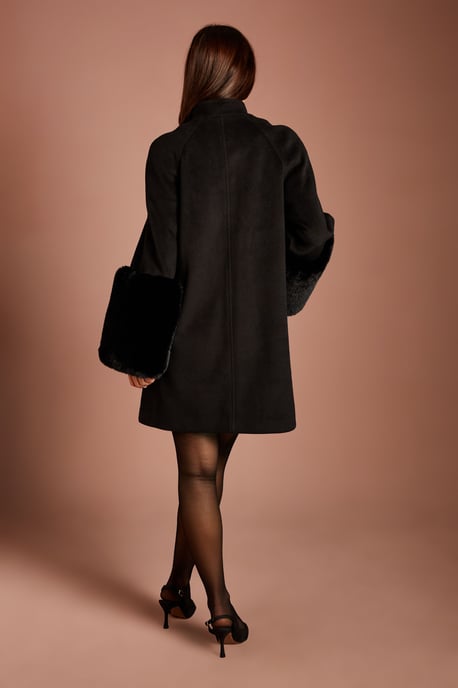 Faux Fur Cuff Swing Coat - Image 3