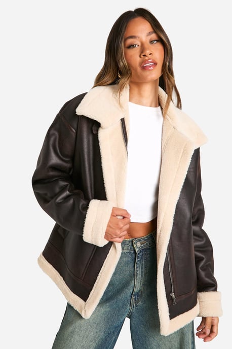 Tall Vintage Faux Leather High Neck Aviator - Image 1