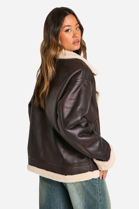 Tall Vintage Faux Leather High Neck Aviator - Image 2