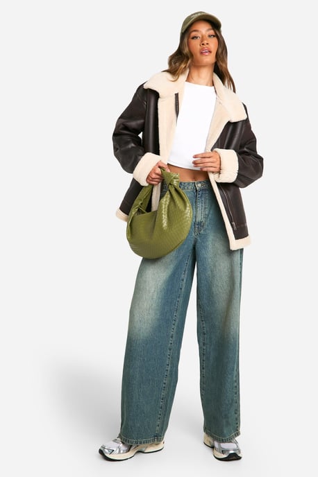 Tall Vintage Faux Leather High Neck Aviator - Image 3