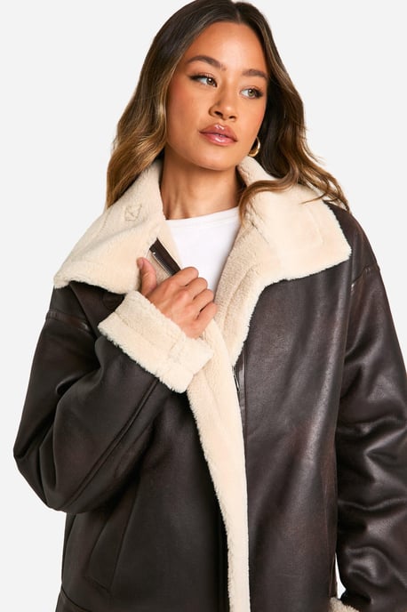 Tall Vintage Faux Leather High Neck Aviator - Image 4