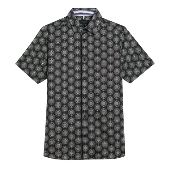 Ted Baker Pearsho Short Sleeve Circle Geo Black Shirt - Image 1