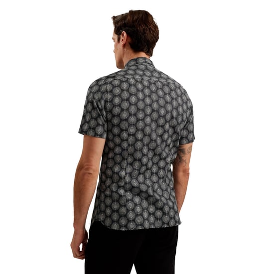Ted Baker Pearsho Short Sleeve Circle Geo Black Shirt - Image 5