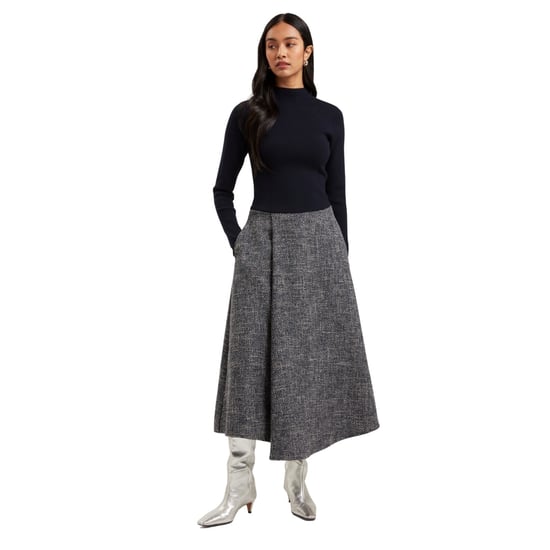 Ted Baker Abieb Polo Neck Knit Bodice Navy Midi Dress - Image 3