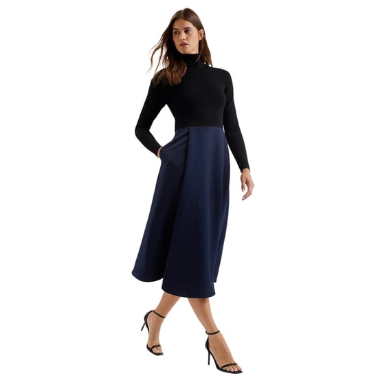 Ted Baker Chira Zwarte Gebreide Jurk Met Lijfje En Marineblauwe Wikkelrok - Image 3