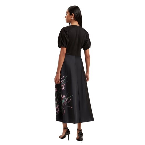 Ted Baker Sado Printed Ponte Bodice Satin Black Dress - Image 4