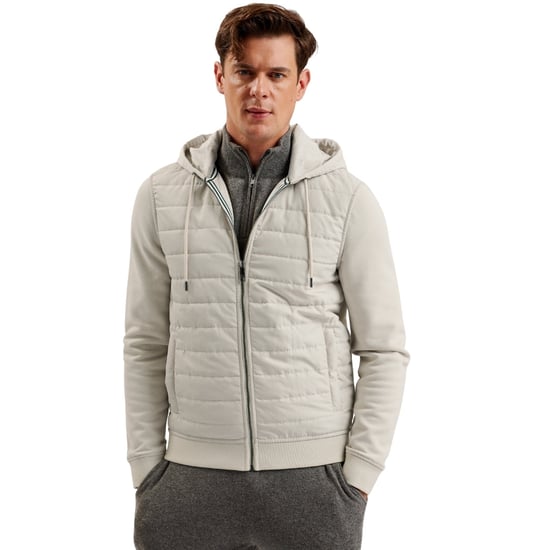 Ted Baker Adburys Regular Quilted Zip Beige Hoodie - Image 5