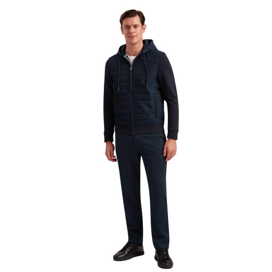 Ted Baker Adburys Regular Navy Quilted Zip Hoodie - Image 2