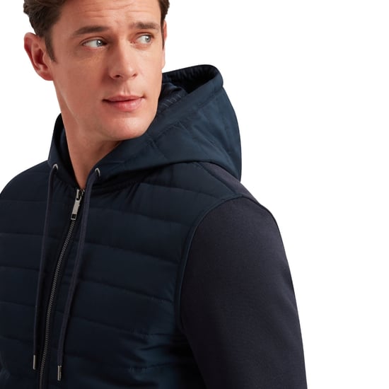 Ted Baker Adburys Regular Navy Quilted Zip Hoodie - Image 3