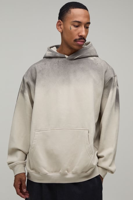Stone Oversized Renaissance Print Spray Wash Hoodie - Image 3