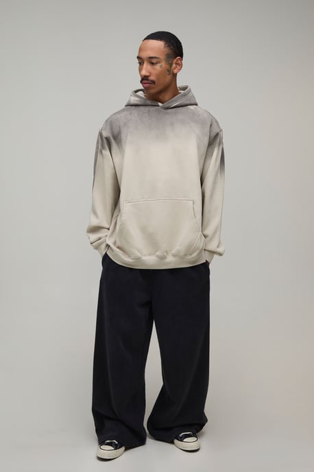 Stone Oversized Renaissance Print Spray Wash Hoodie - Image 4