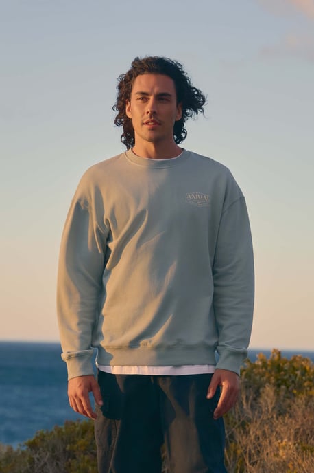 'Jonah' Men's Drop Shoulder Sweatshirt Casual Lightweight Cotton Pullover Jumper Medium Blue - Image 1