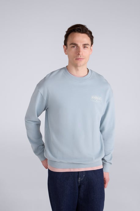 'Jonah' Men's Drop Shoulder Sweatshirt Casual Lightweight Cotton Pullover Jumper Medium Blue - Image 2