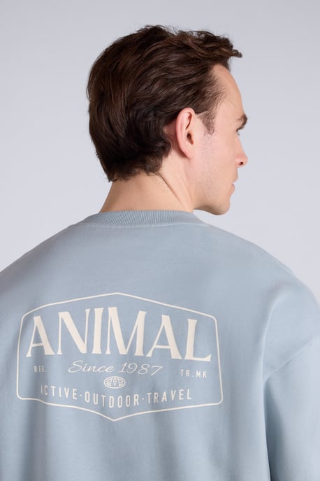 'Jonah' Men's Drop Shoulder Sweatshirt Casual Lightweight Cotton Pullover Jumper Medium Blue - Image 3