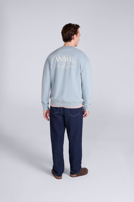 'Jonah' Men's Drop Shoulder Sweatshirt Casual Lightweight Cotton Pullover Jumper Medium Blue - Image 5