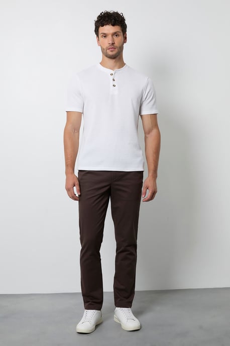 Coffee Brown Slim Fit Chino Trouser - Image 1