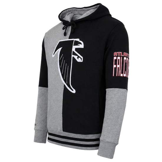 Mitchell & Ness NFL Atlanta Falcons Split Color Mens Grey/Black Hoodie - Image 2