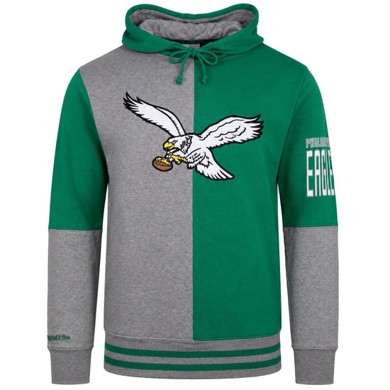 Mitchell & Ness NFL Philadelphia Eagles Split Color Mens Grey/Green Hoodie - Image 1