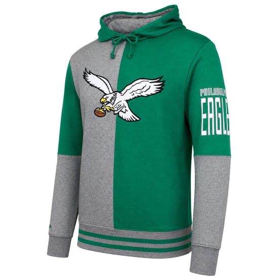 Mitchell & Ness NFL Philadelphia Eagles Split Color Mens Grey/Green Hoodie - Image 2
