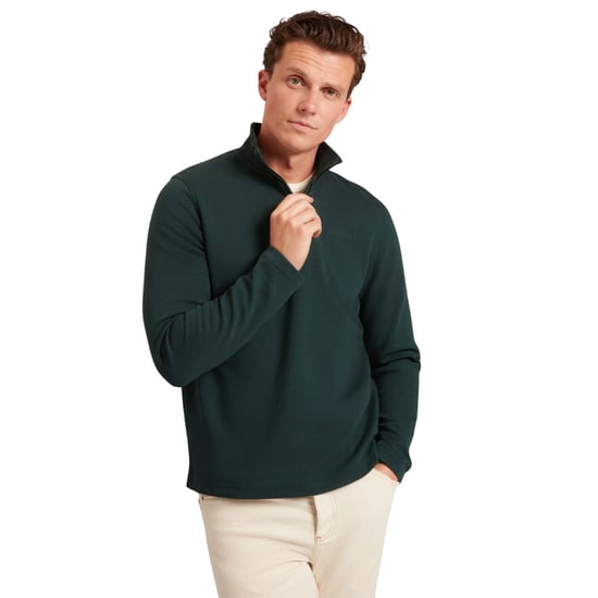 Ted Baker Crabtre Branded Honeycomb Trim Dark Green Half Zip - Image 2