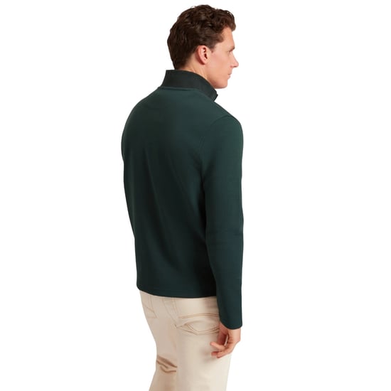 Ted Baker Crabtre Branded Honeycomb Trim Dark Green Half Zip - Image 3