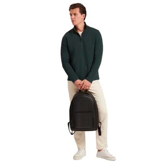Ted Baker Crabtre Branded Honeycomb Trim Dark Green Half Zip - Image 5