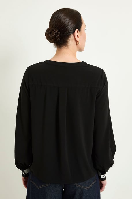 Contrast Stripe Buttoned Blouse - Image 3