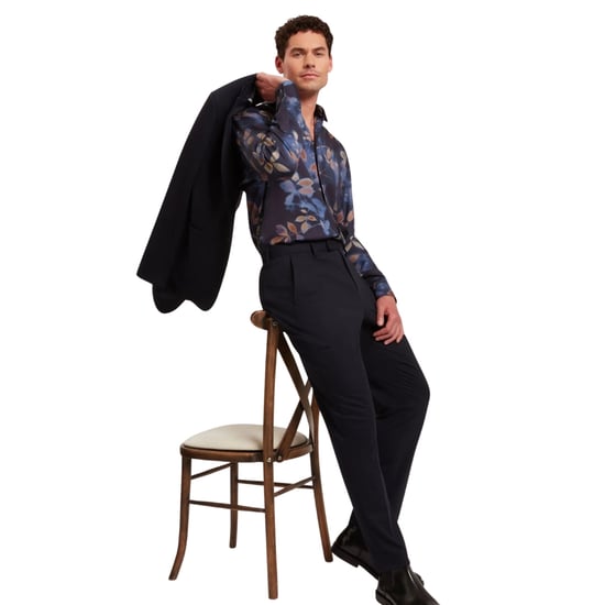 Ted Baker Kalmill Regular Fit Leaf Shadow Print Navy Shirt - Image 5