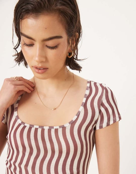 ASOS DESIGN randig mesh t-shirt med kort ärm - Image 4