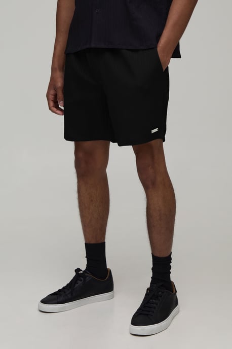 Textured Pleated Relaxed Fit Shorts - Image 1