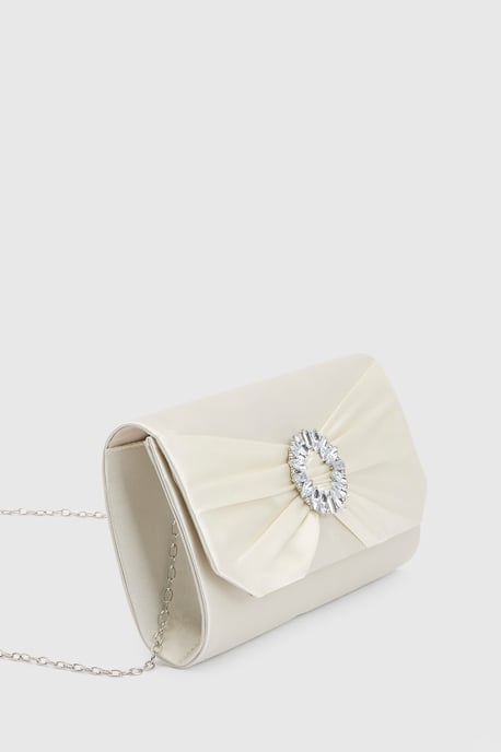 Tyla Diamante Trim Satin Clutch Bag - Image 3