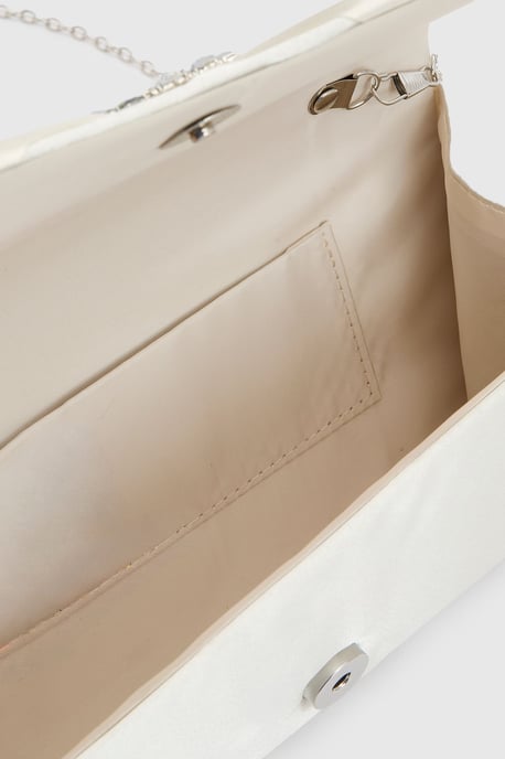 Tyla Diamante Trim Satin Clutch Bag - Image 4