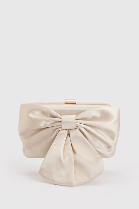 Azalea Satin Bow Detail Clutch Bag - Image 2