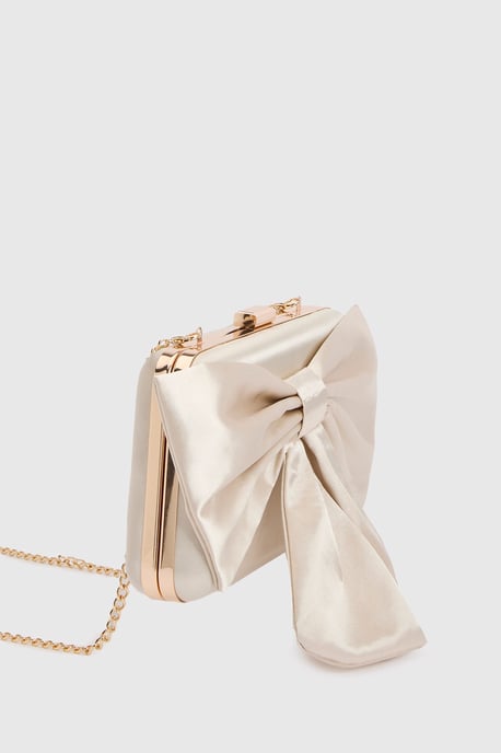 Azalea Satin Bow Detail Clutch Bag - Image 3