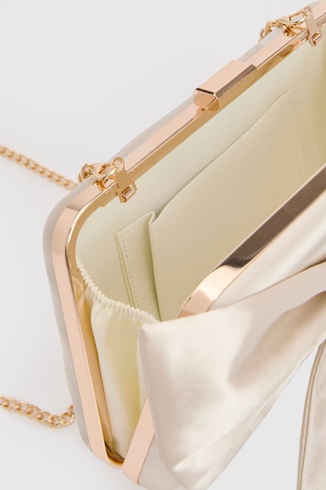 Azalea Satin Bow Detail Clutch Bag - Image 4