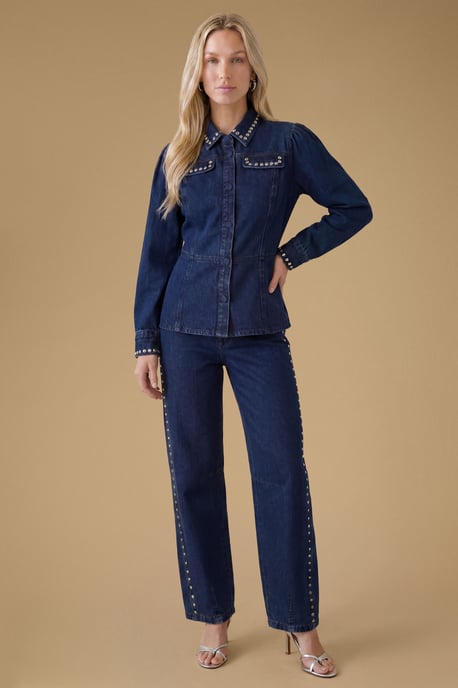Premium Stud Detail Barrell Leg Jean - Image 1