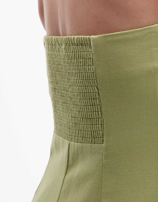 Topshop linne tungt sömmande bandeau midi i pistaschgrön - Image 4