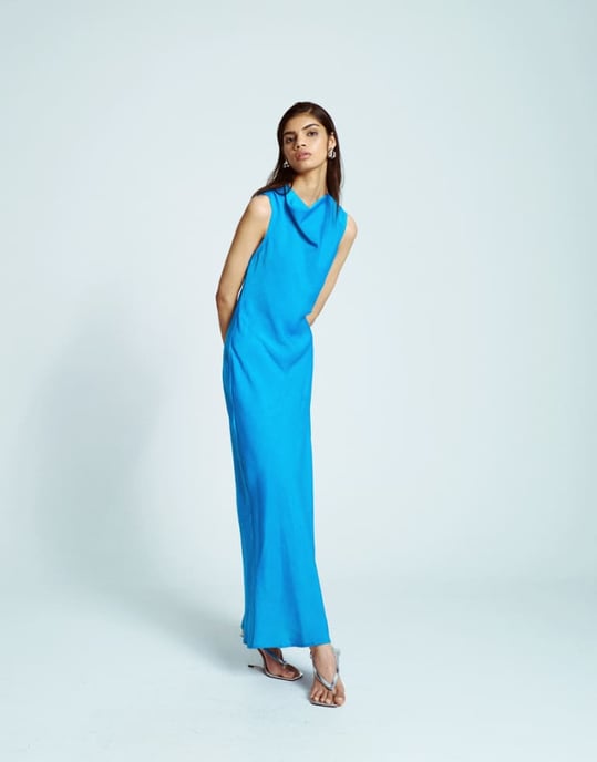 Topshop asymmetrisk klänning med öppen rygg i klarblått - Image 1