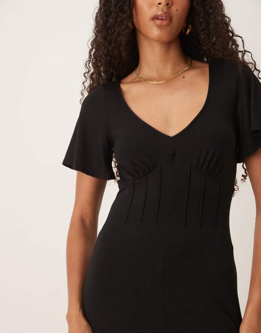 ASOS DESIGN midiklänning med korsettdetalj i svart - Image 2