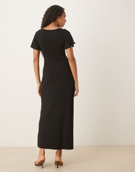 ASOS DESIGN midiklänning med korsettdetalj i svart - Image 3