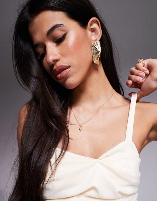 ASOS DESIGN midi klänning med strukturerad plissédetalj i off white - Image 3