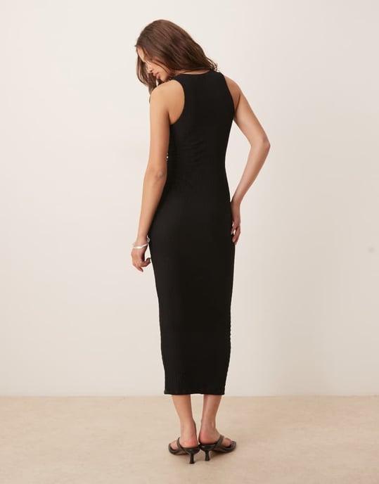 ASOS DESIGN strukturerad racer midi-klänning i svart - Image 4