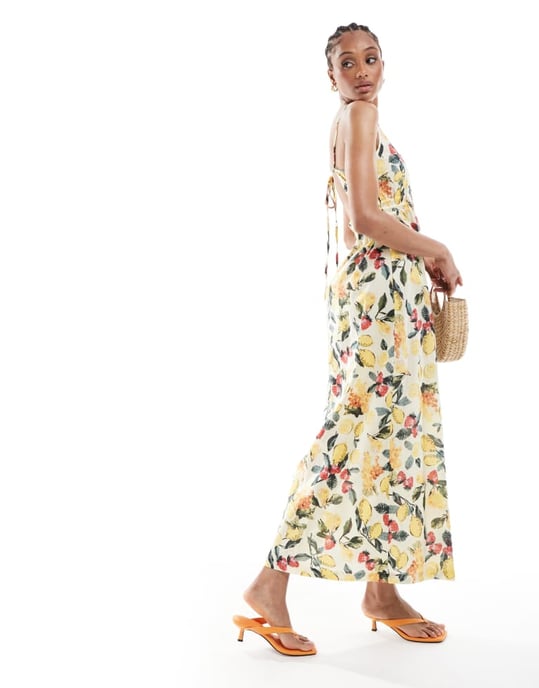 Vero Moda Tall strappy maxiklänning i sommarfrukttryck - Image 2